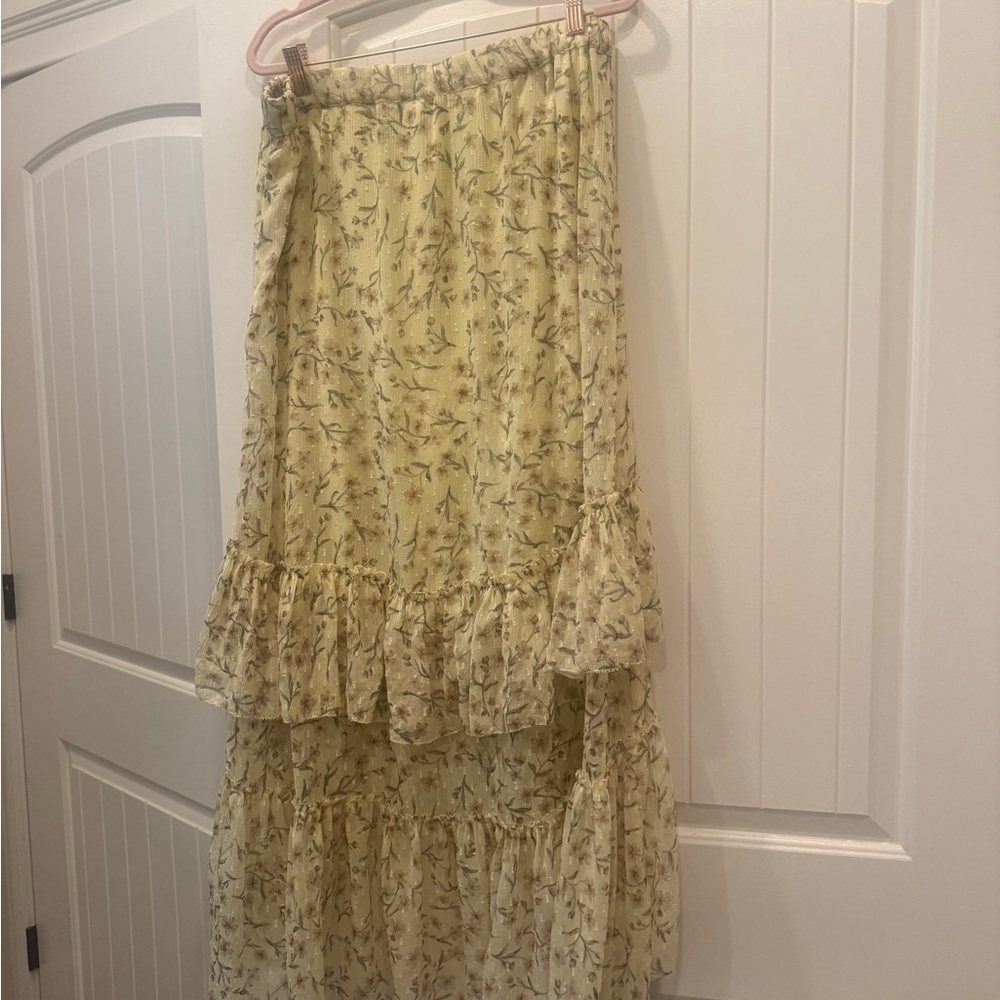 H&M Yellow Floral Maxi Skirt